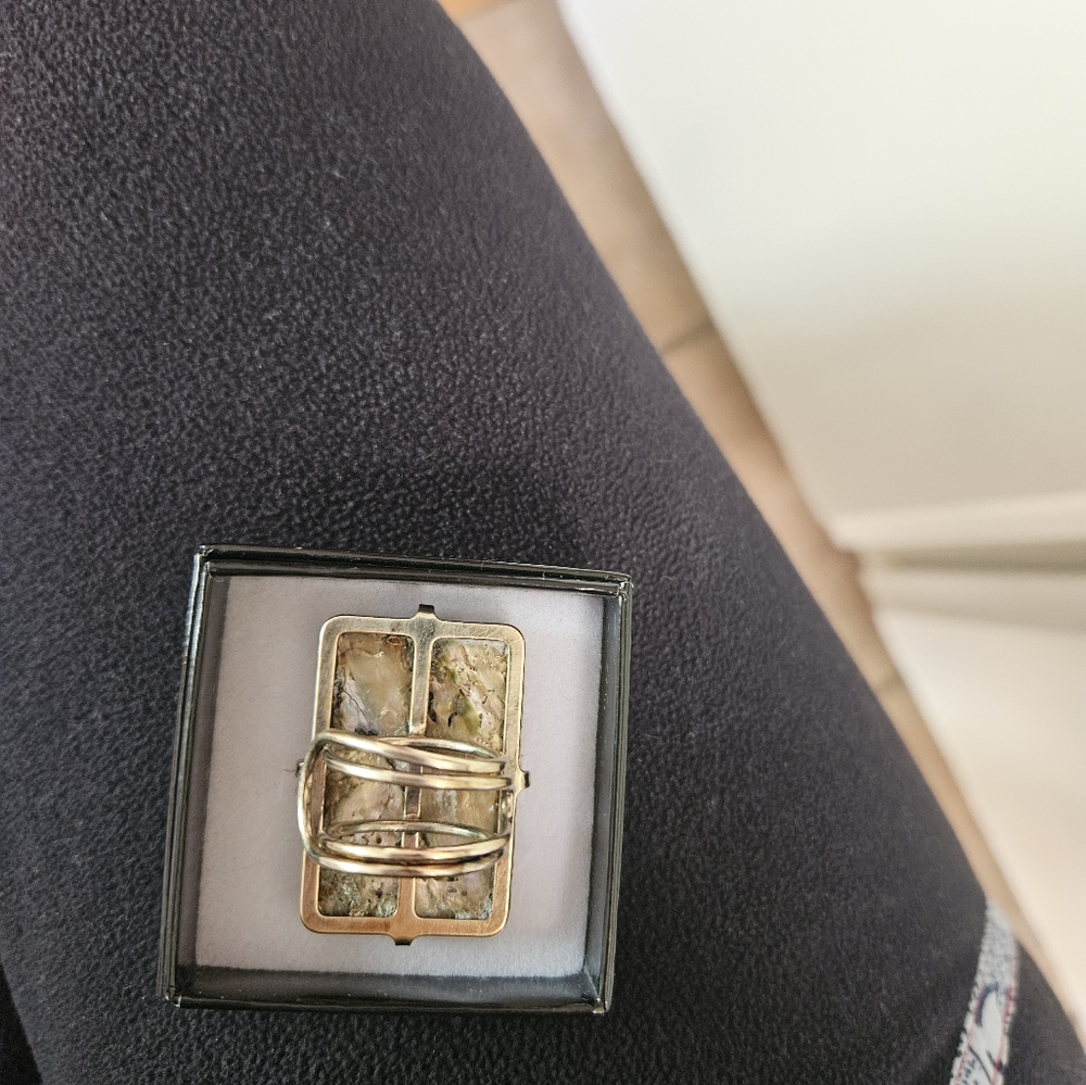 ABALONE AND STERLING SILVER ADJUSTABLE RING. BIG PIECE. PHOTOS 📸 - Picture 5 of 8